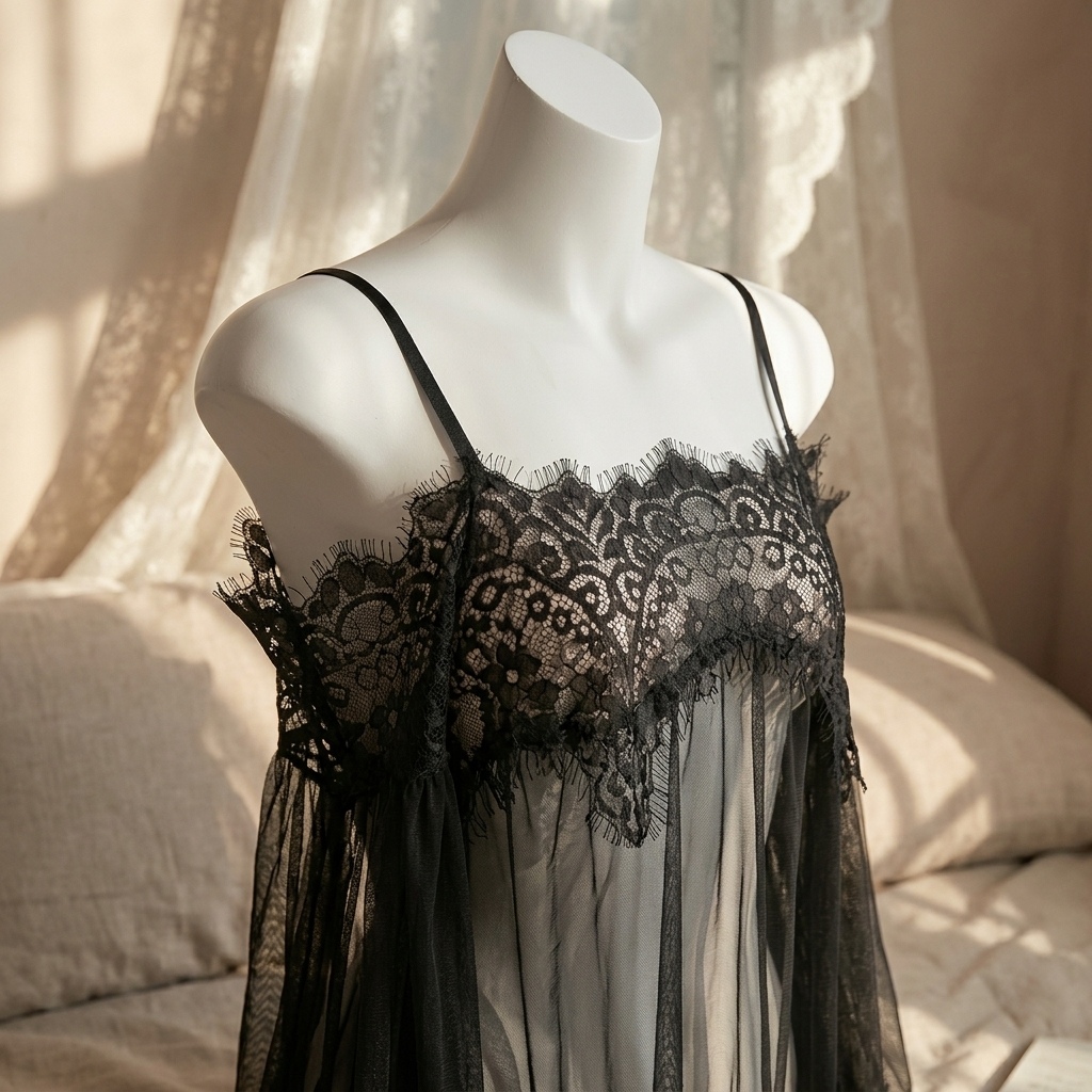 Женское черное кружевное белье – обзор и цена Babydoll Chemise Night